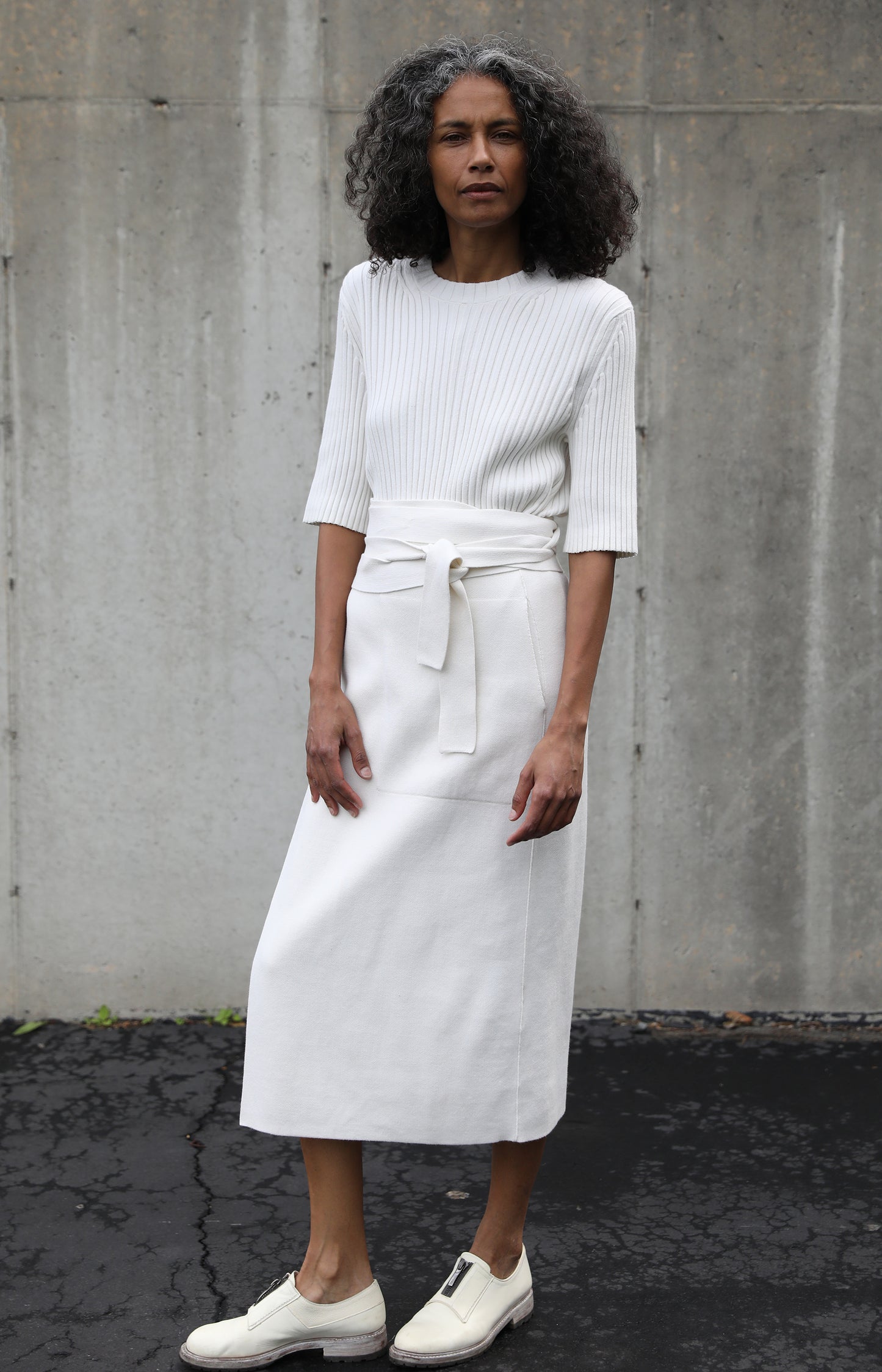 Bone Double Knit Wrap Skirt