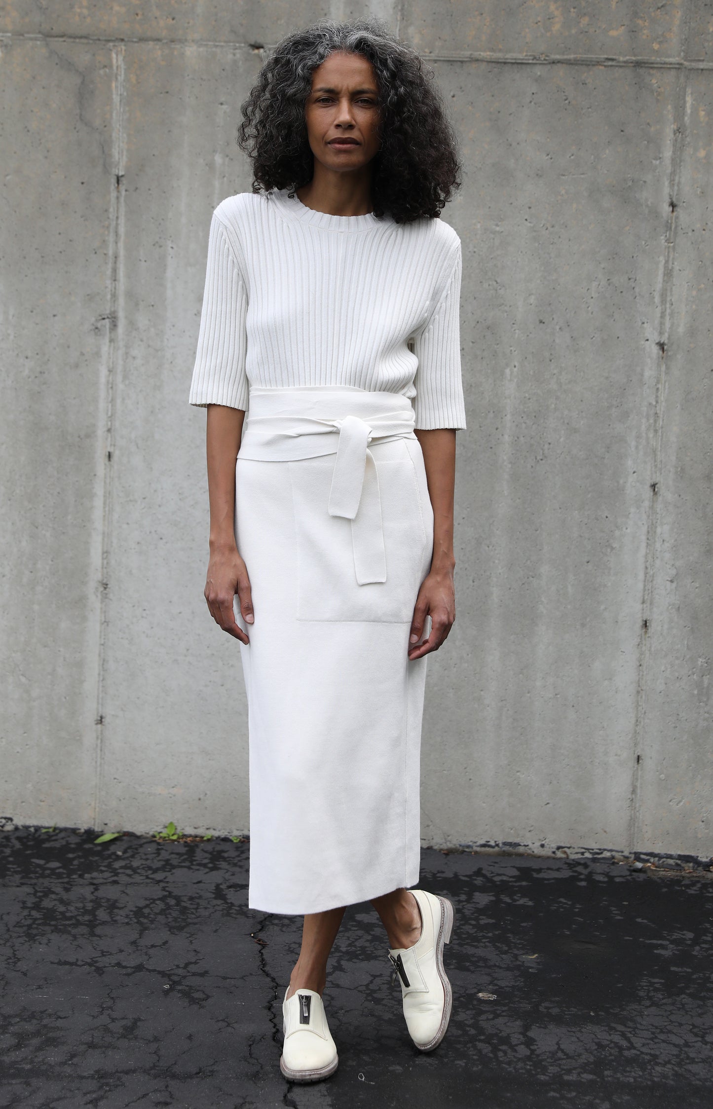 Bone Double Knit Wrap Skirt