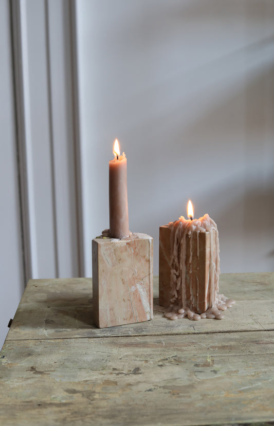 Blush Stone Candleholders