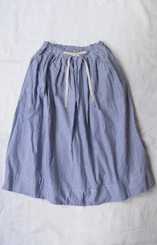 Navy Stripe Pleated Skirt