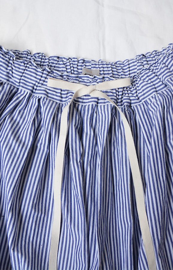 Navy Stripe Pleated Skirt