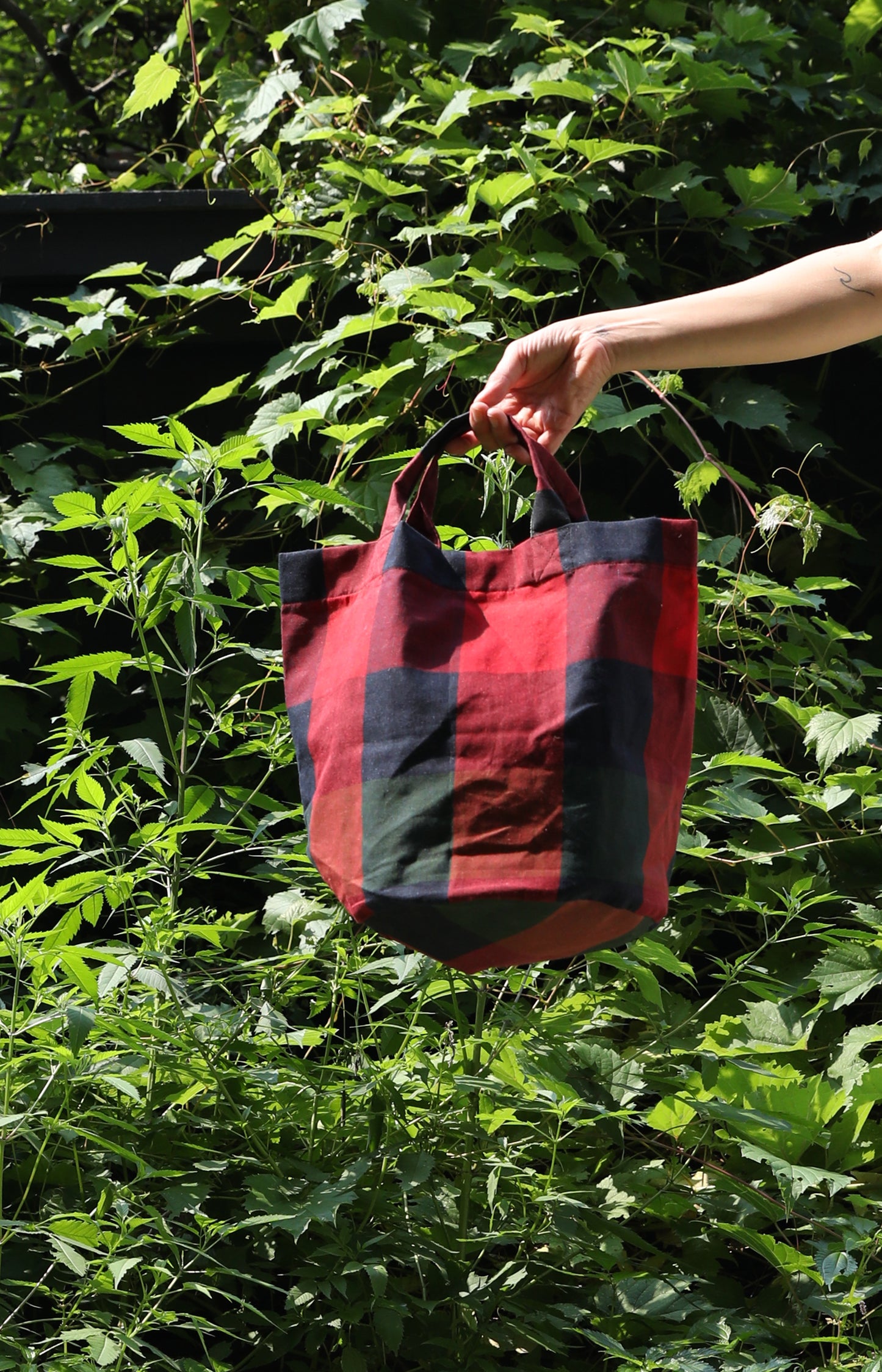 Red Check Market Bag