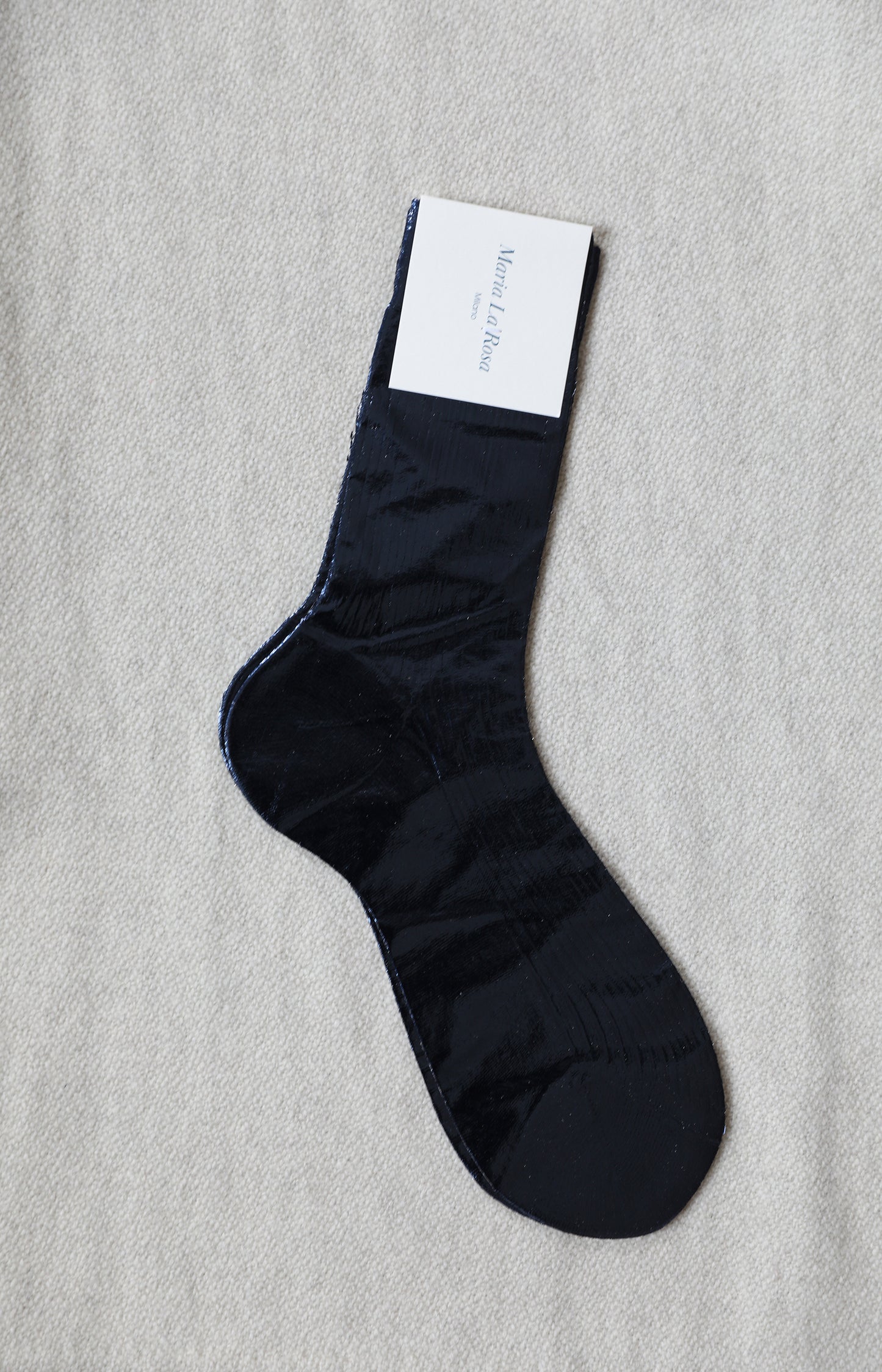 Navy Ribbed Laminated Socks