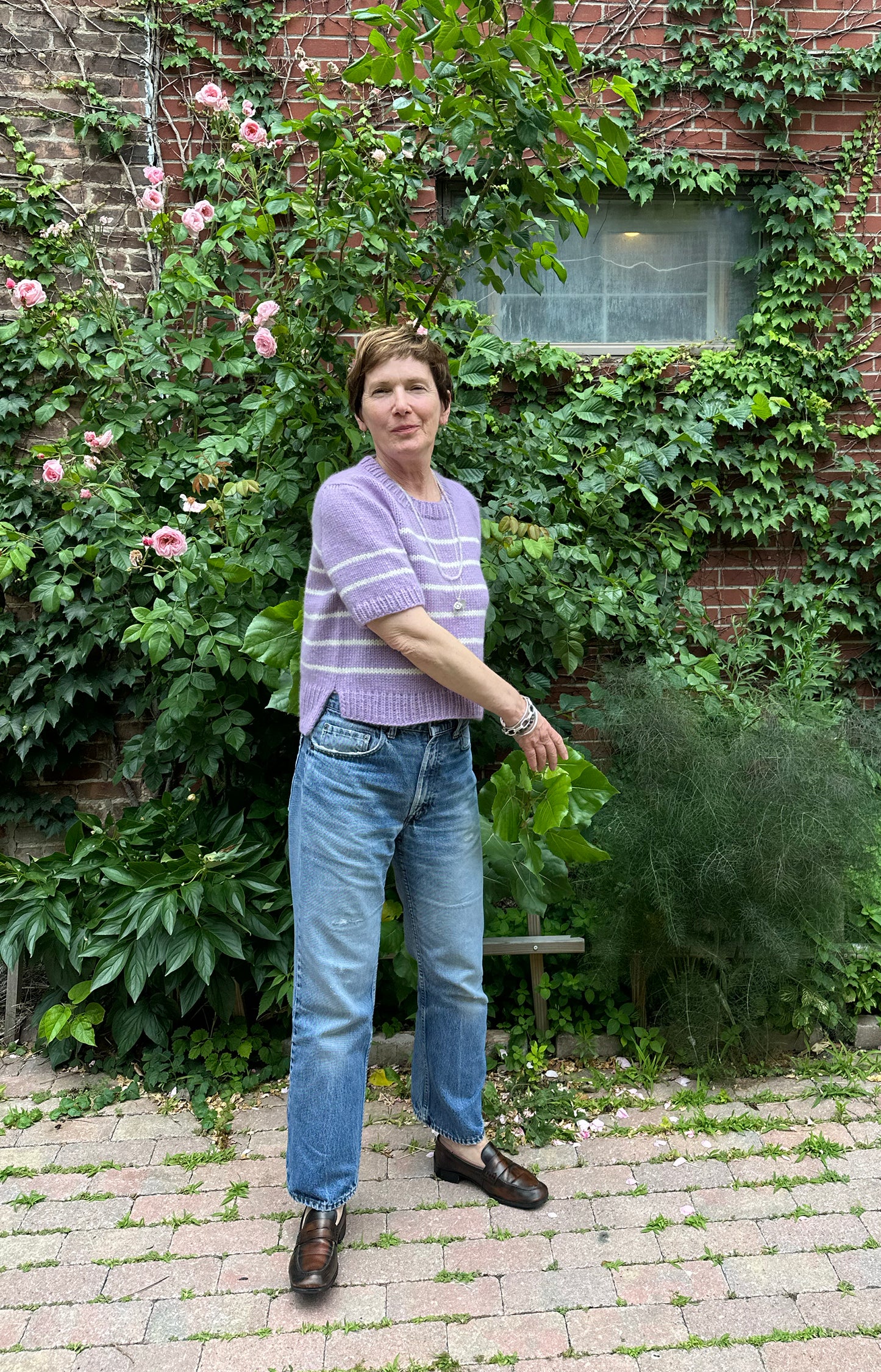 Lilac & Ivory Charlotte Striped Cashmere Tee