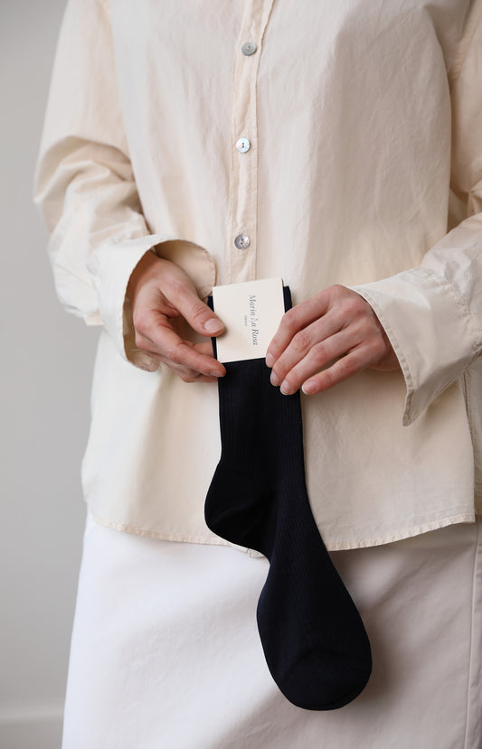 Navy Ribbed Socks