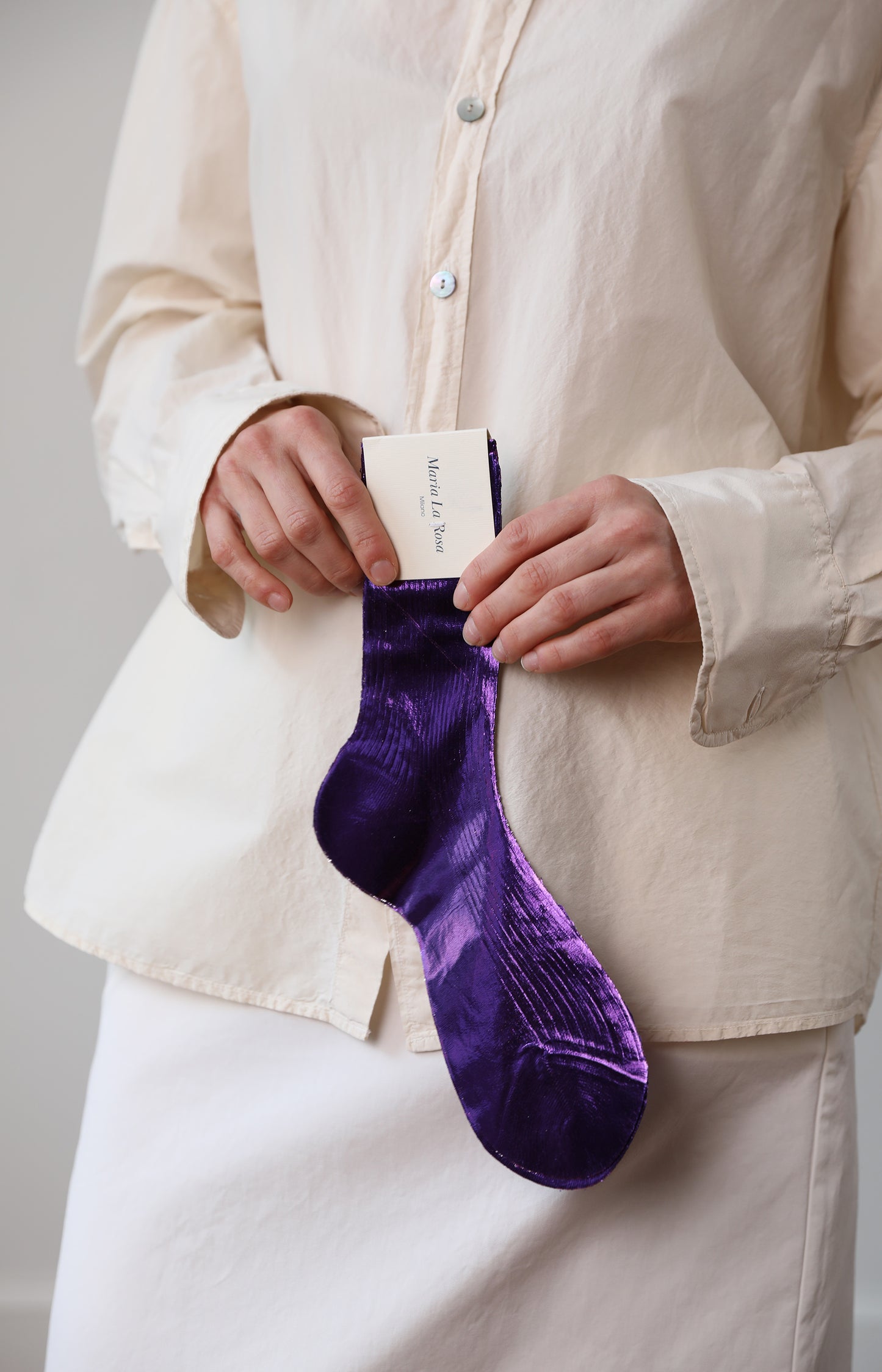 Violet Ribbed Laminated Socks