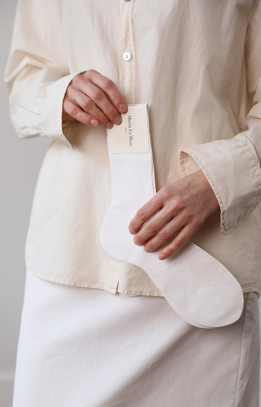 White Ribbed Laminated Socks