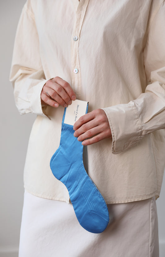 Blue Ribbed Laminated Socks