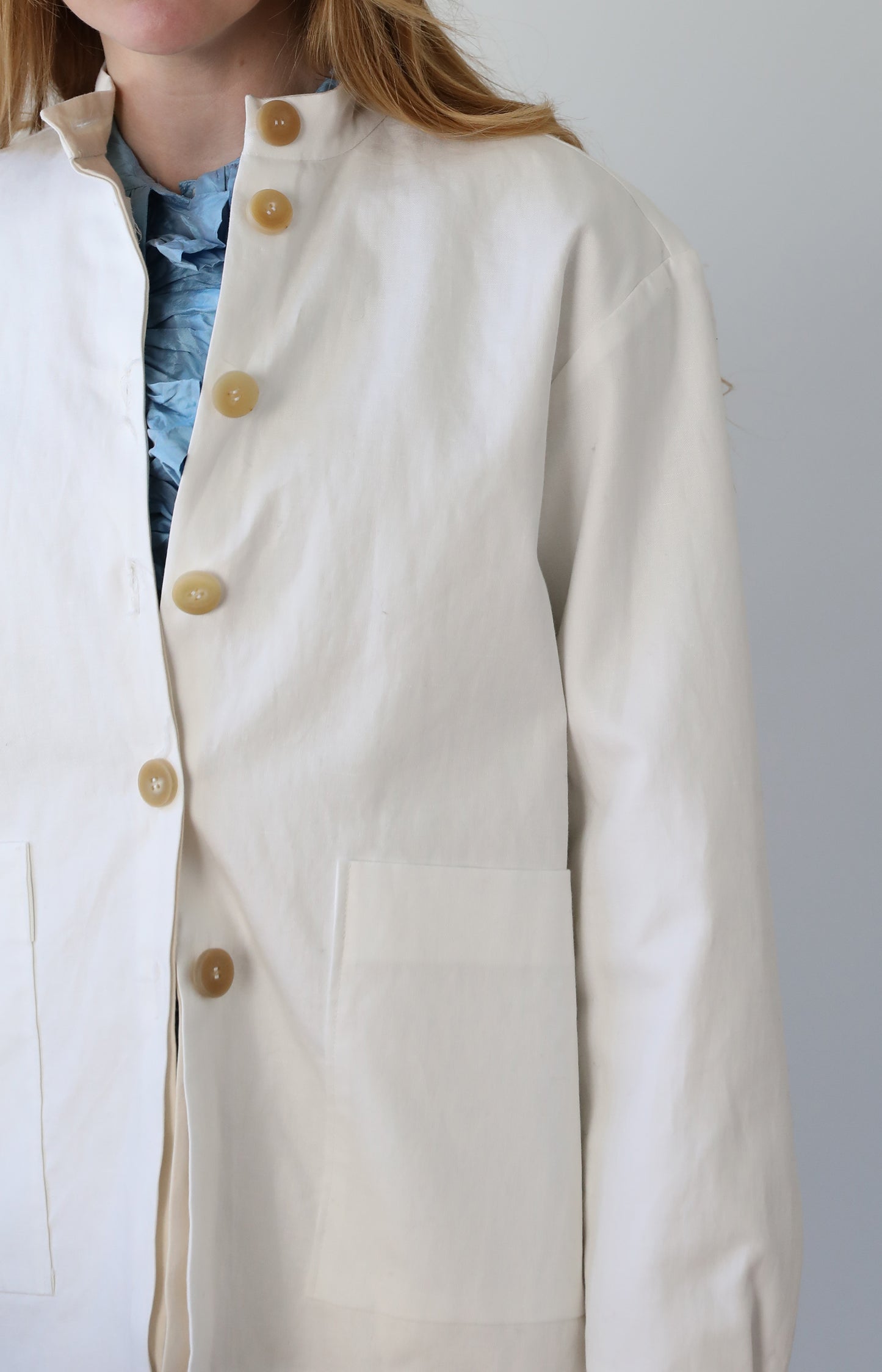 White Cotton Linen Jacket