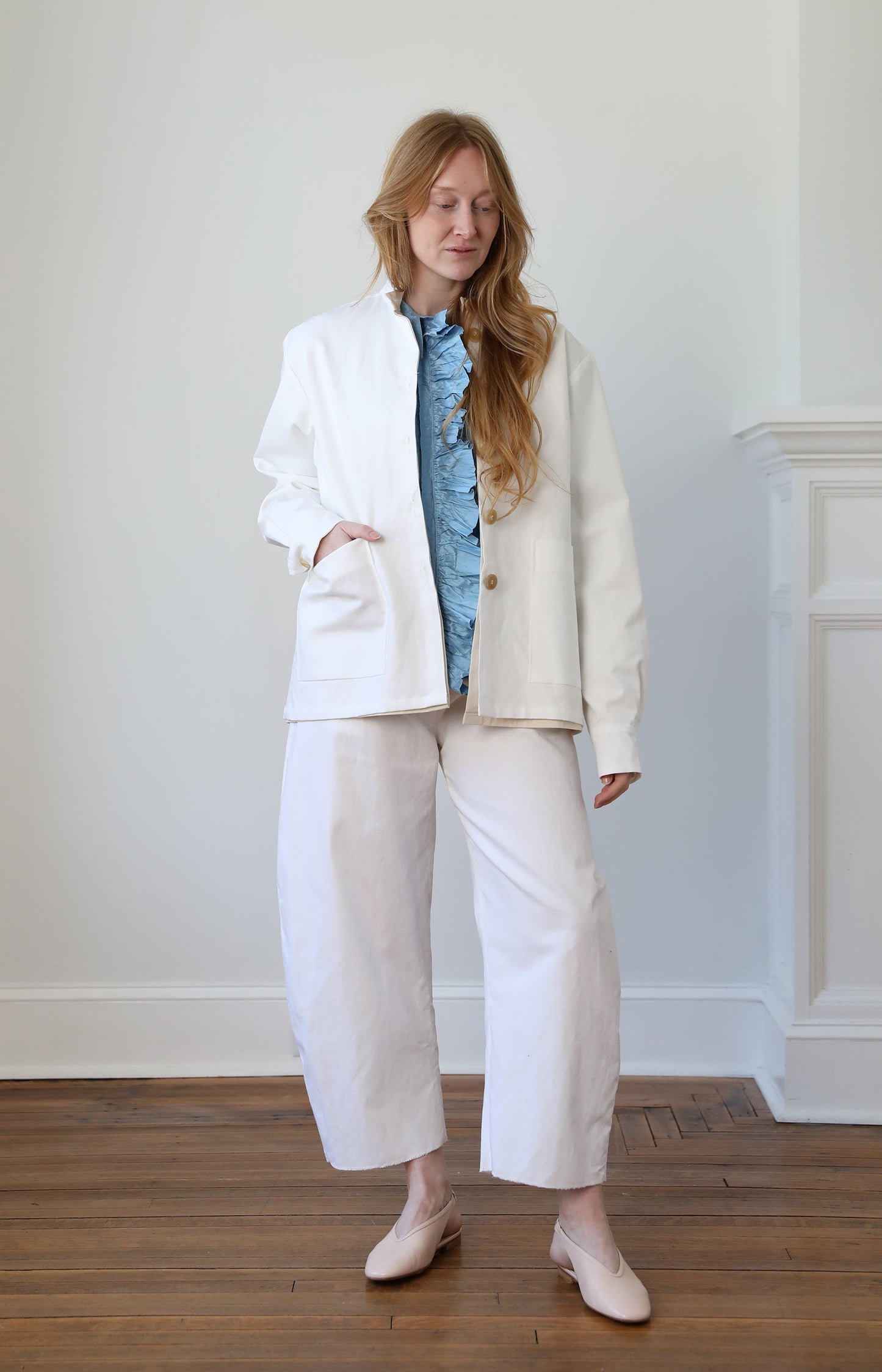 White Cotton Linen Jacket
