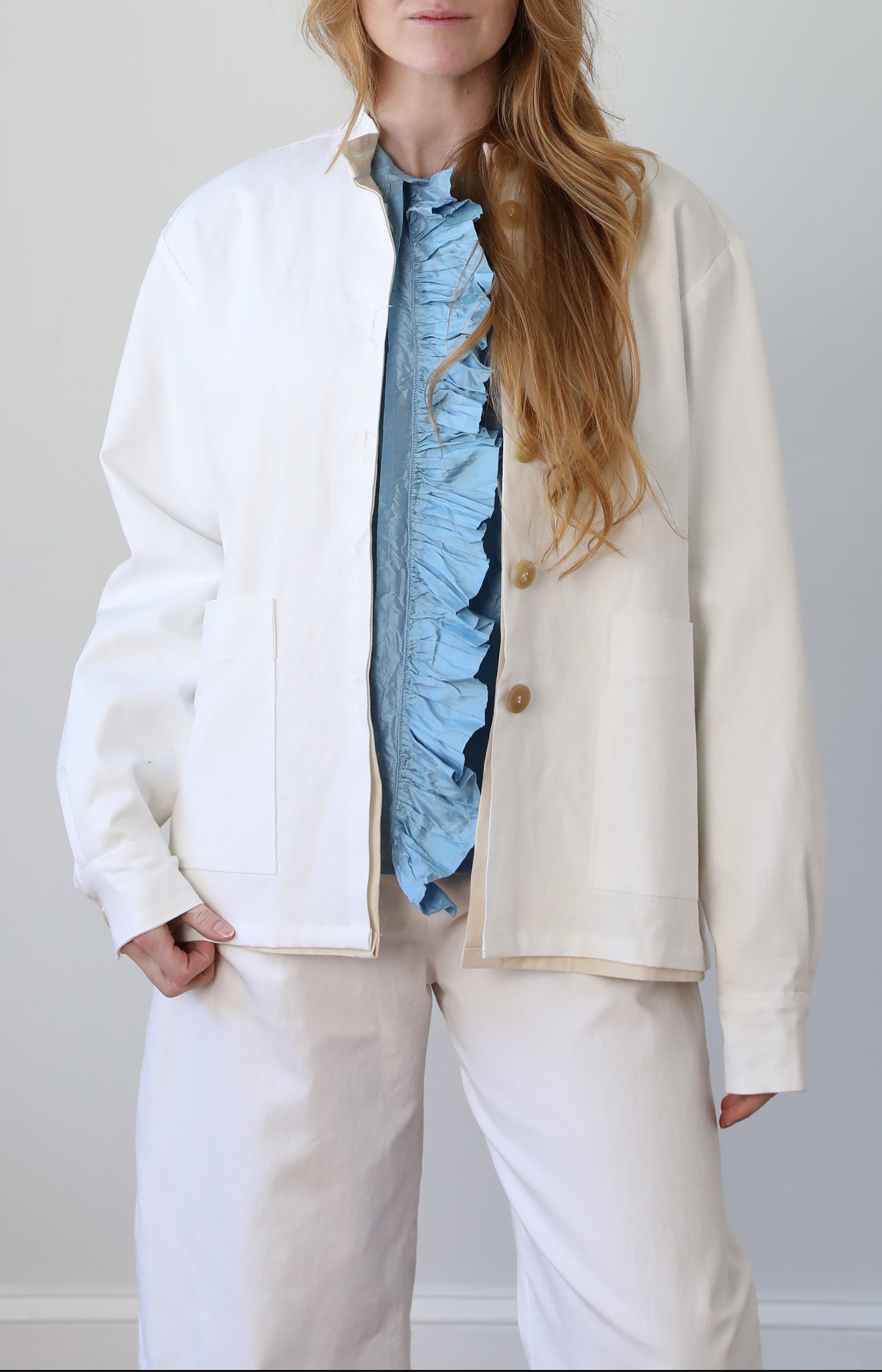 White Cotton Linen Jacket