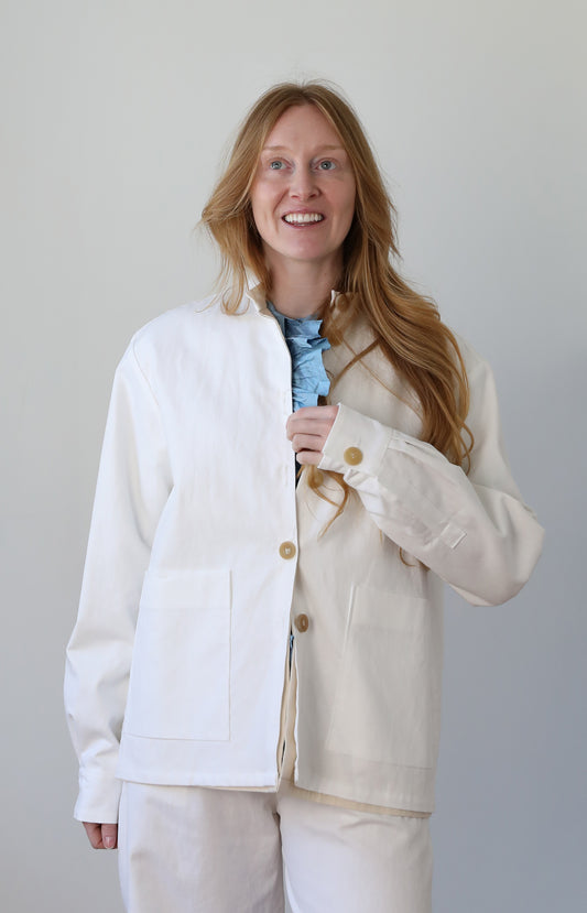 White Cotton Linen Jacket