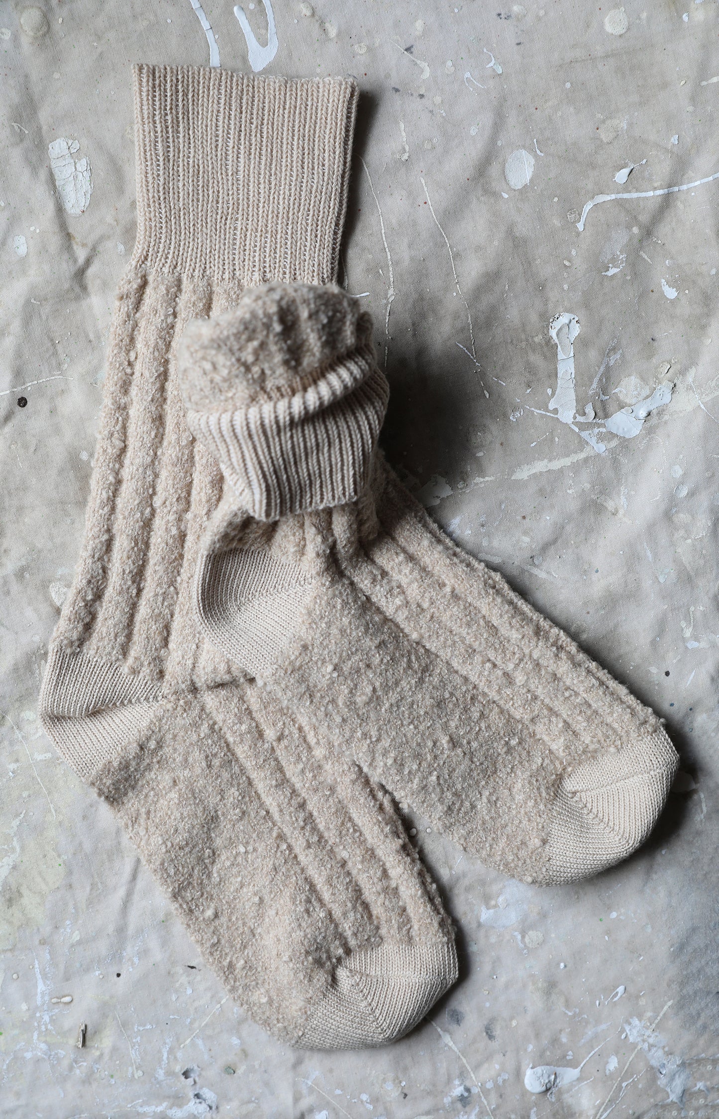 Line Beige Cotton Cashmere Socks