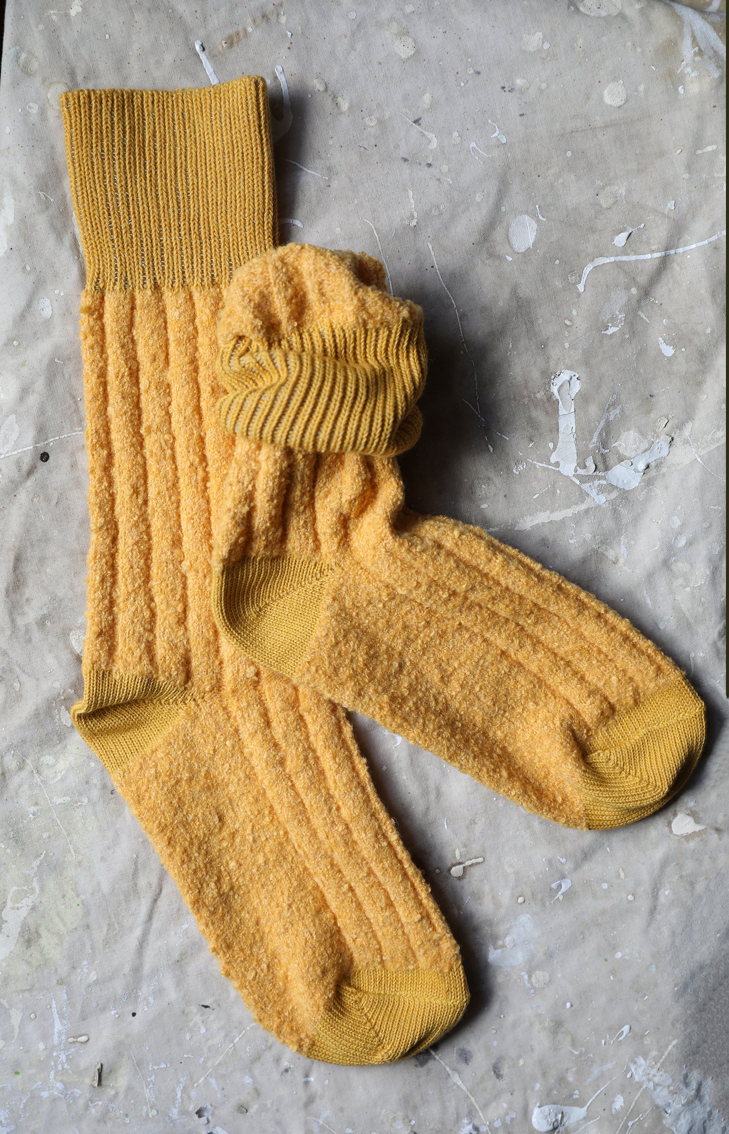 Yellow-Ochre Cotton Cashmere Socks