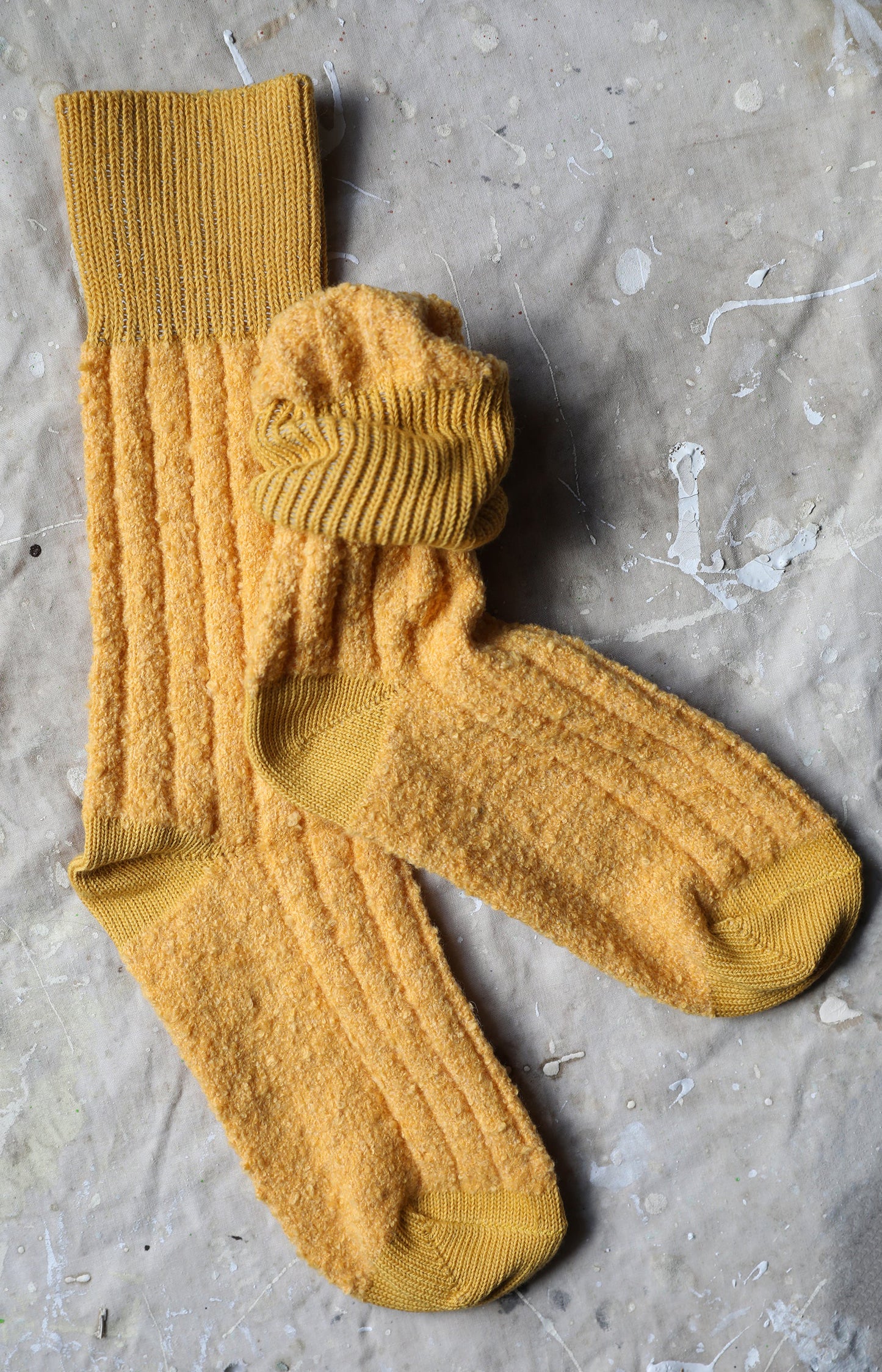 Yellow-Ochre Cotton Cashmere Socks