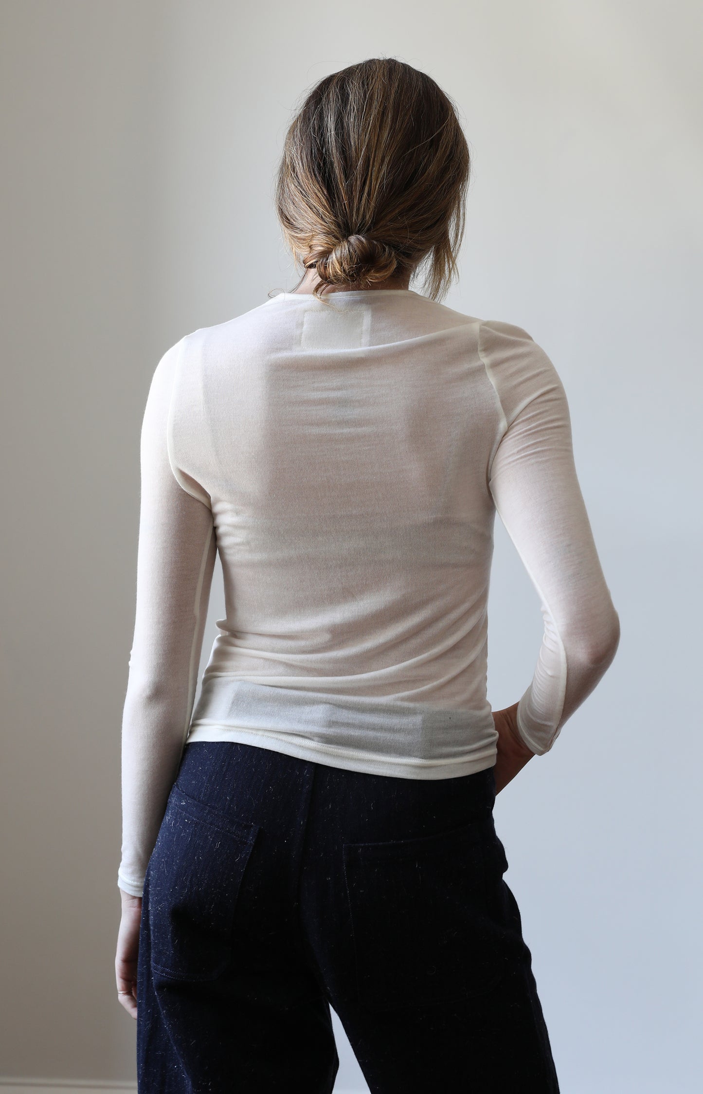 Ivory Silk Cashmere Jersey Tee