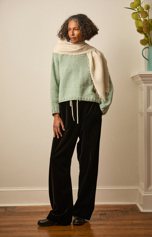 Black Velvet Drawstring Pant