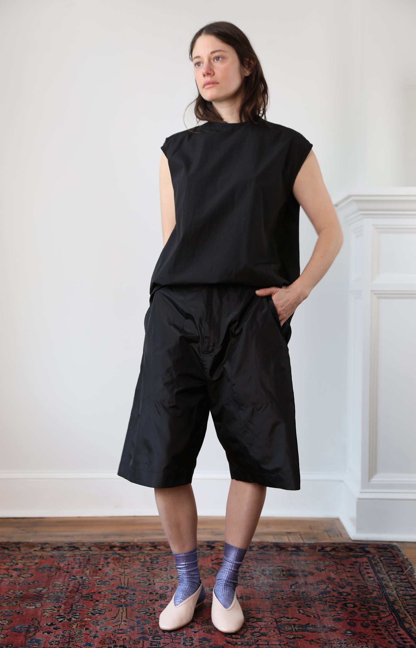Black Taffeta Agosto Shorts