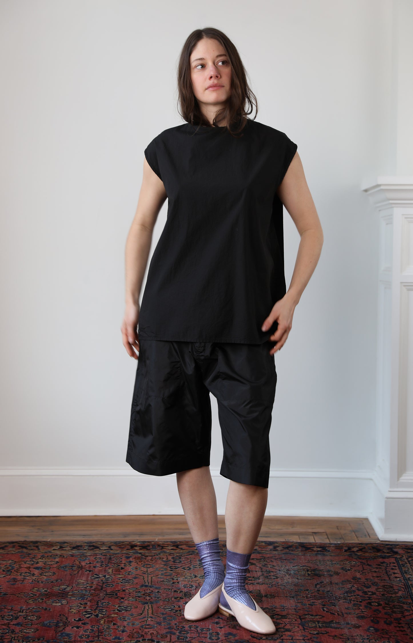 Black Poplin Bud Top