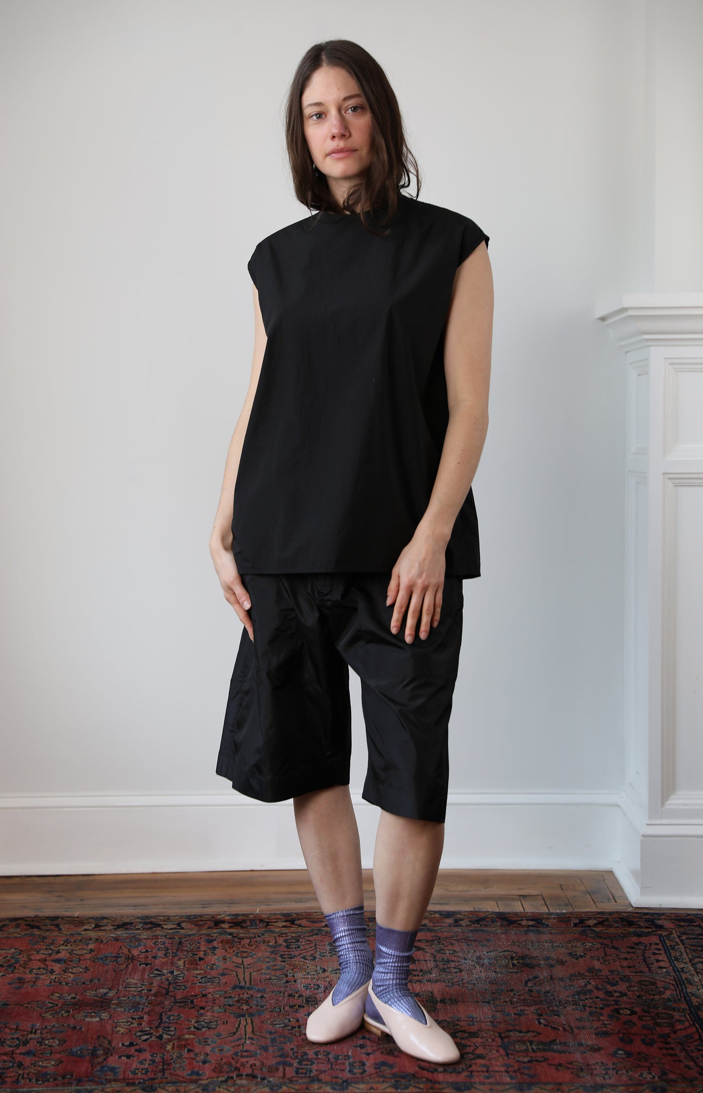 Black Poplin Bud Top