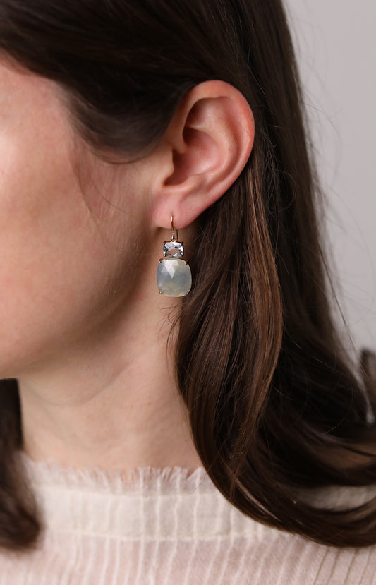 Nicole Landaw Aquamarine & Sapphire Earrings