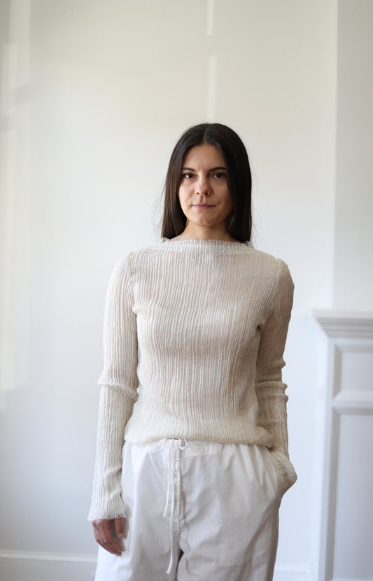 Natural Yak White Feather Top