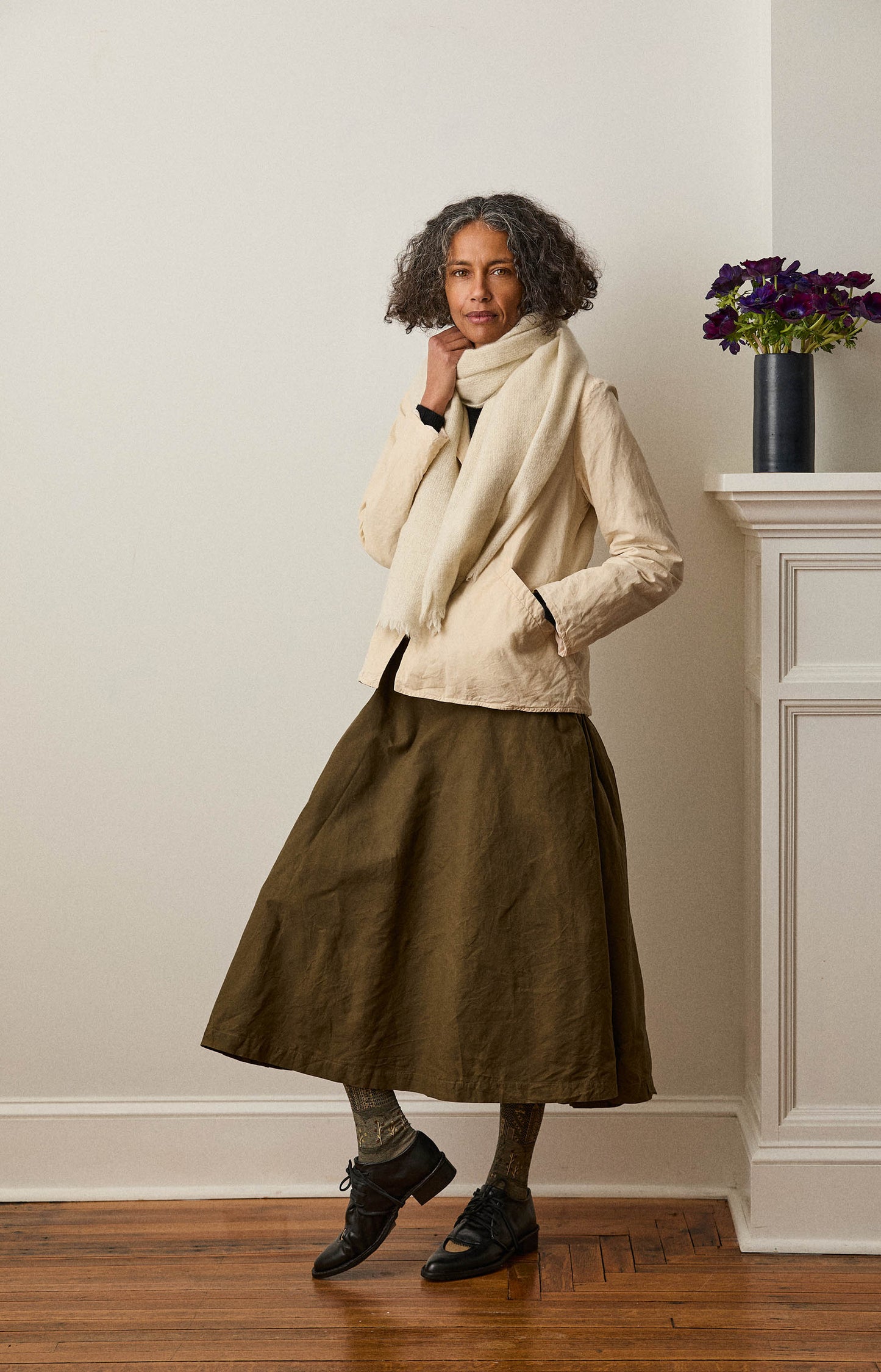 Natural Yak White Nomad Net Scarf