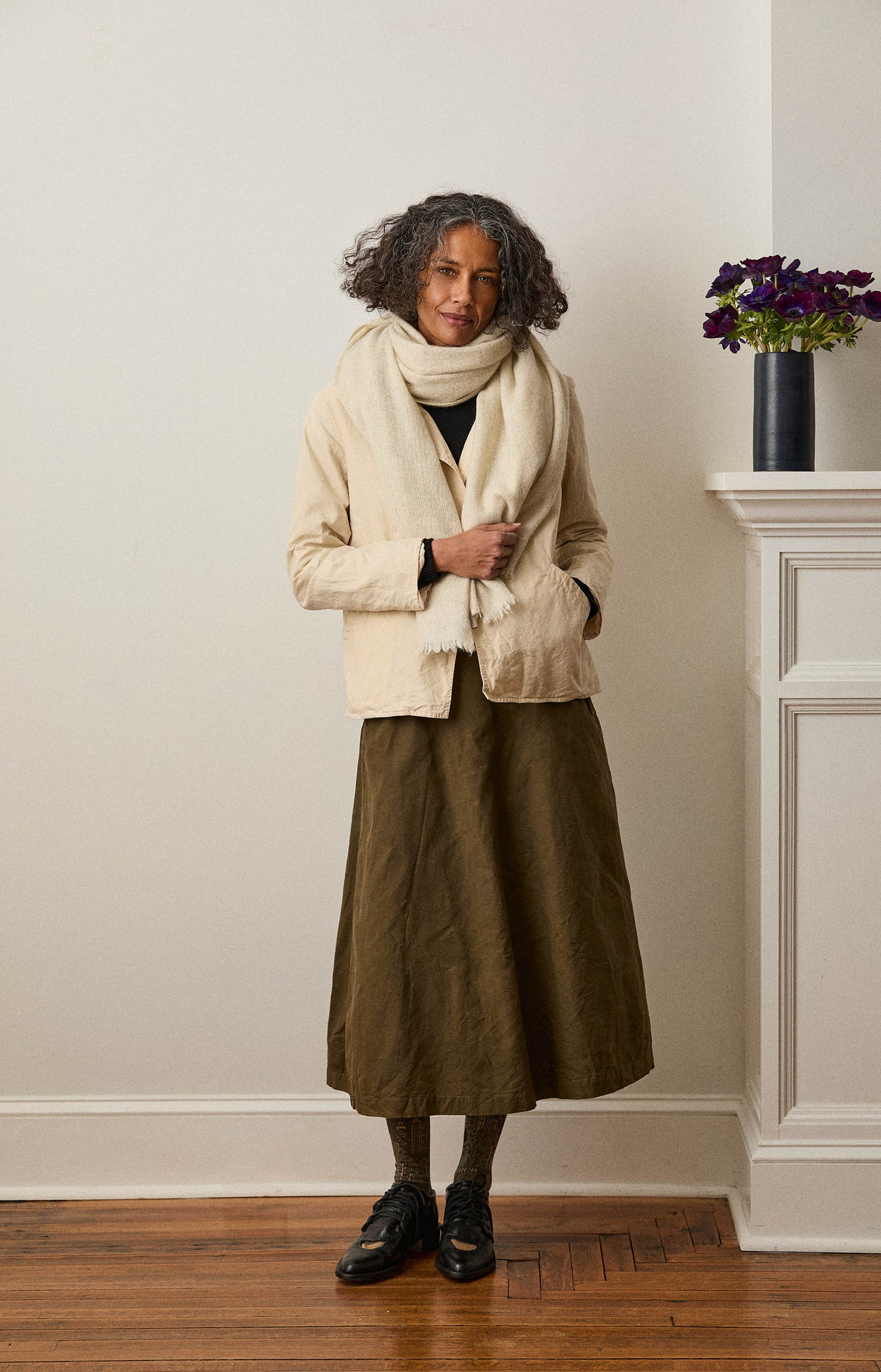 Natural Yak White Nomad Net Scarf