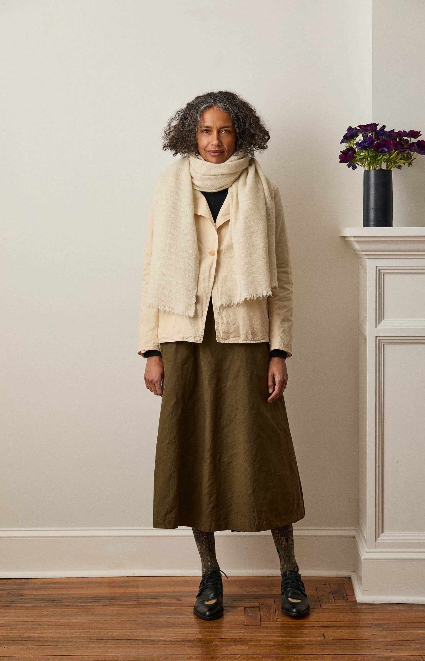 Natural Yak White Nomad Net Scarf