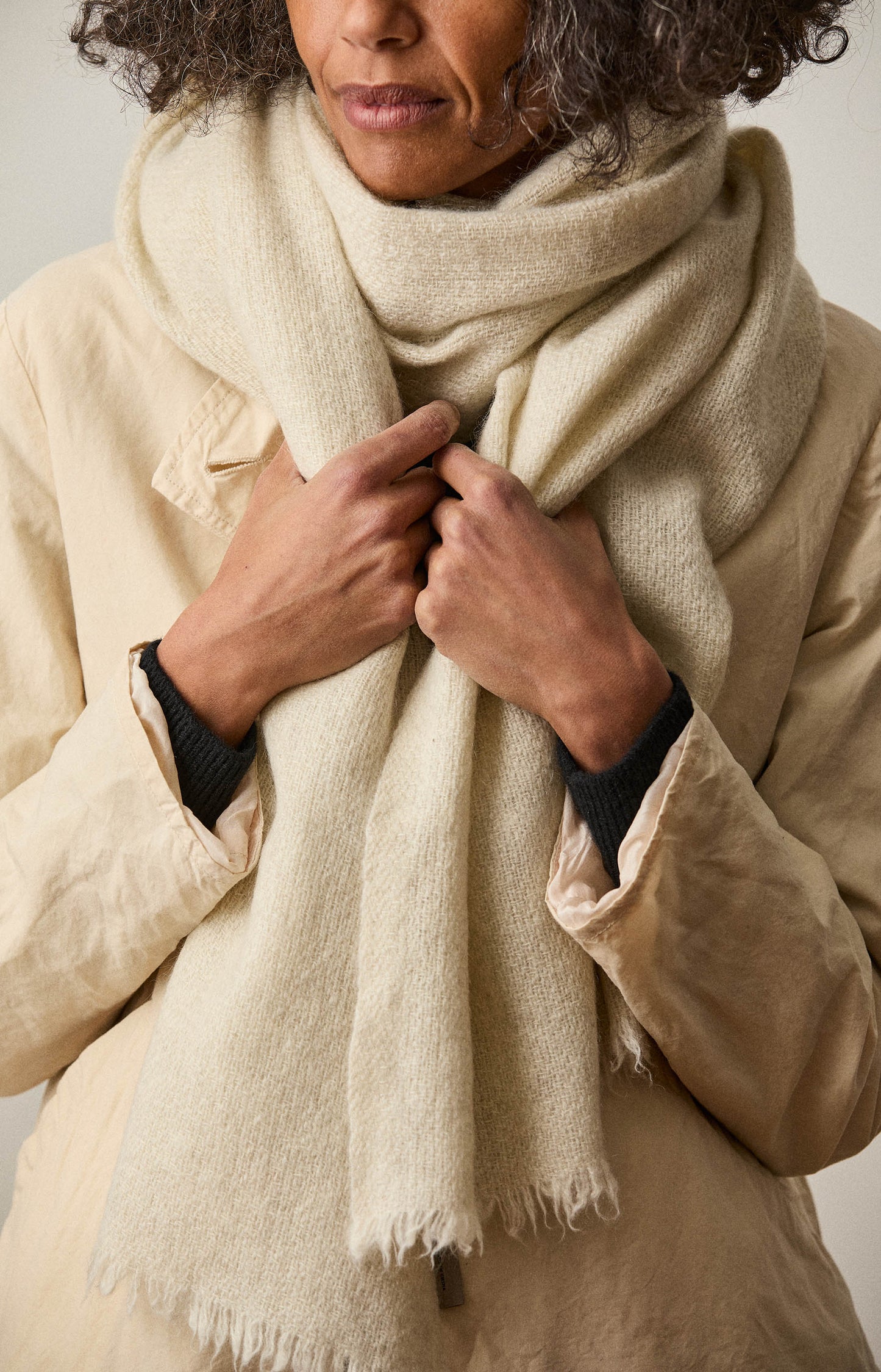 Natural Yak White Nomad Net Scarf