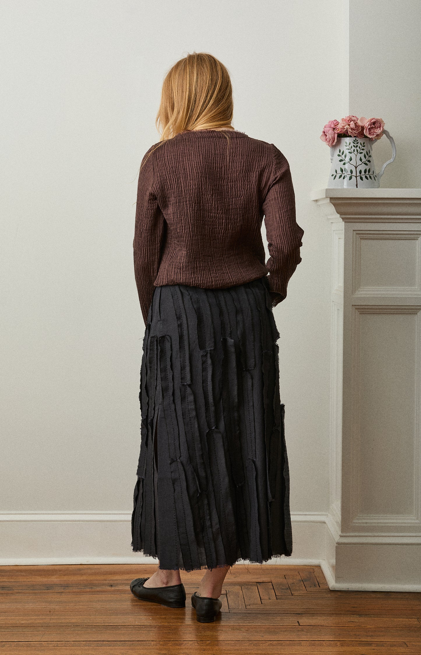 Black Feather Raw Skirt