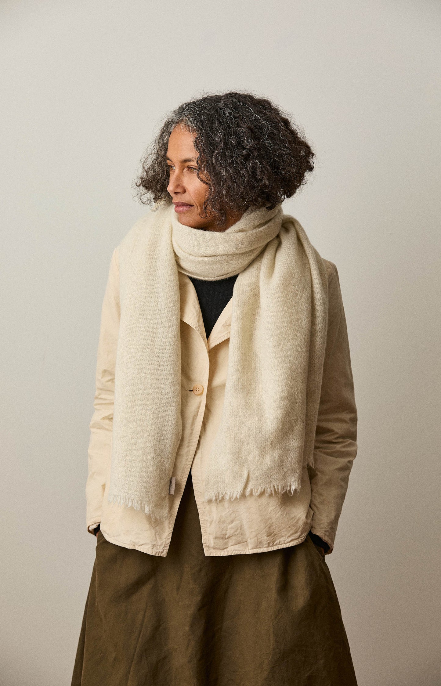 Natural Yak White Nomad Net Scarf