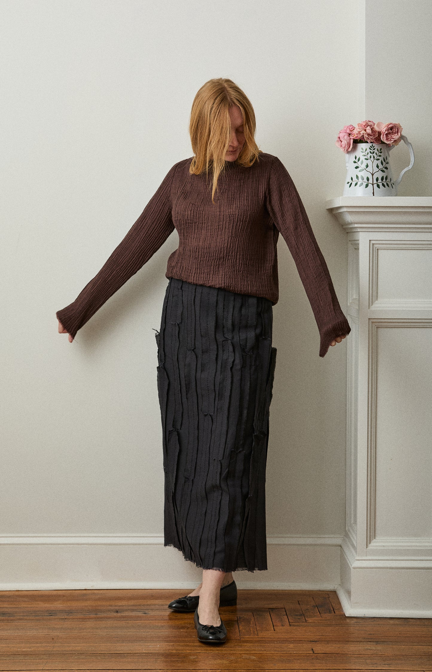 Black Feather Raw Skirt
