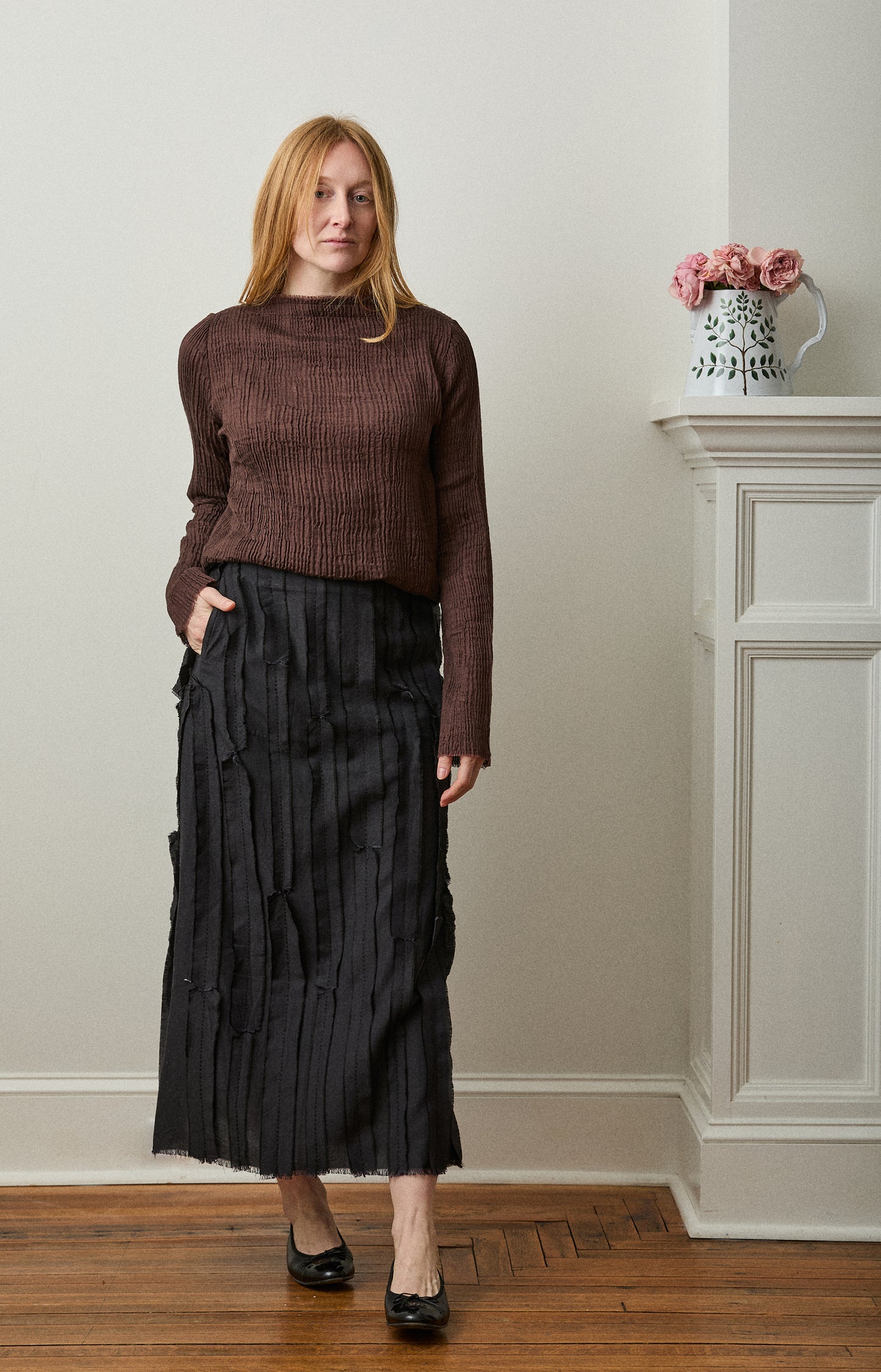 Black Feather Raw Skirt