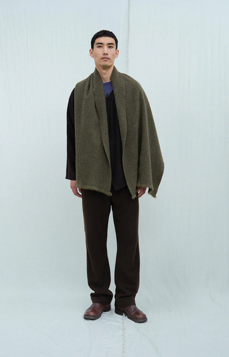 Olive Nomad Herringbone Scarf