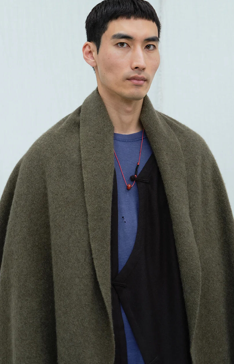 Olive Nomad Herringbone Scarf