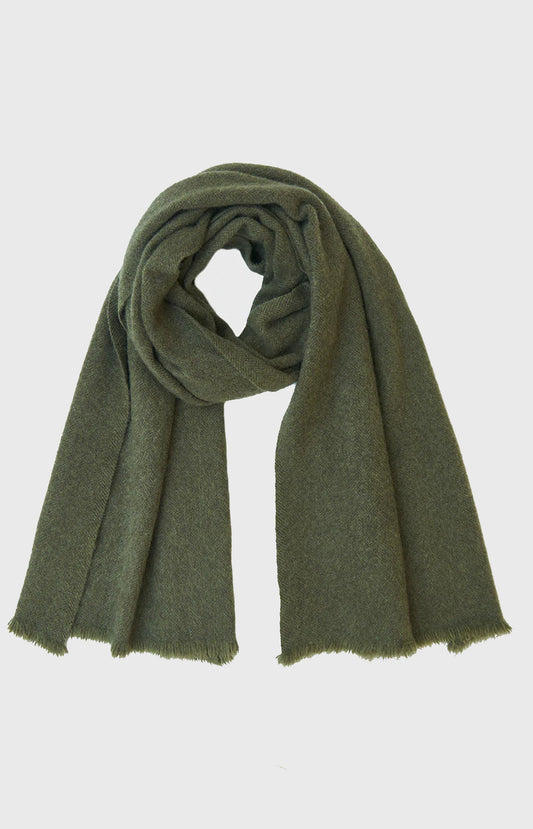 Olive Nomad Herringbone Scarf