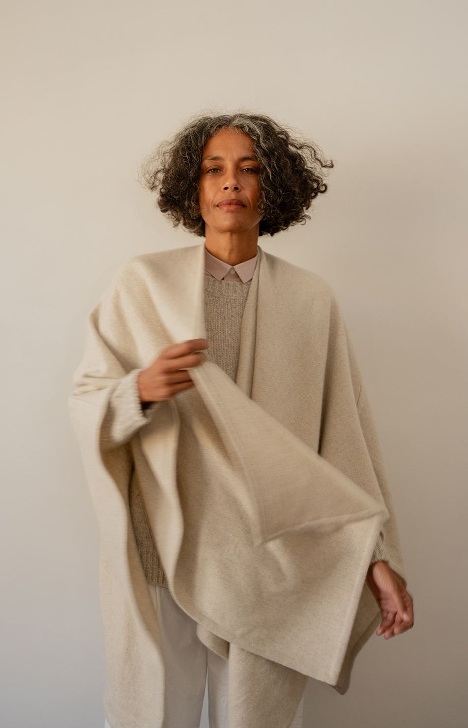 Natural Yak White Seamed Cape