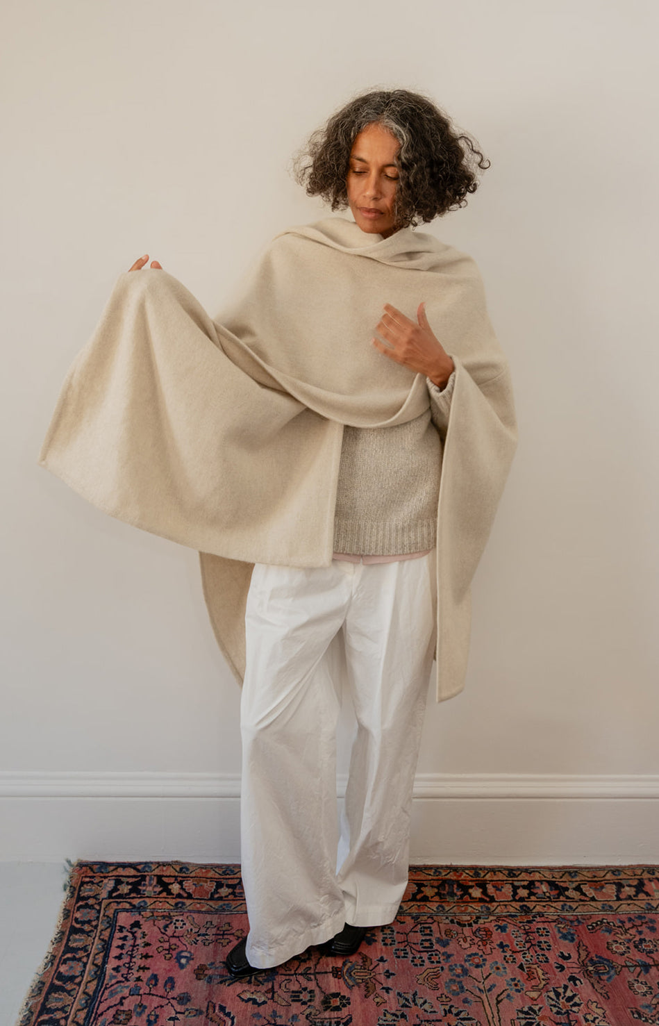 Natural Yak White Seamed Cape