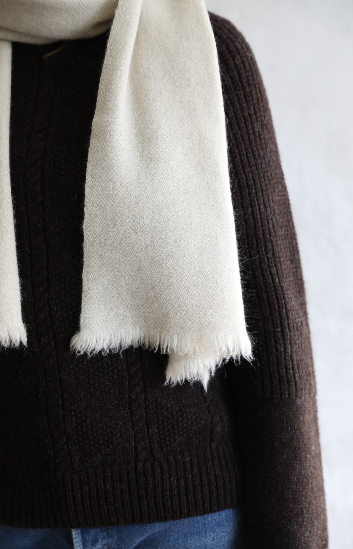 White Natural Yak Nomad Classic Skinny Scarf