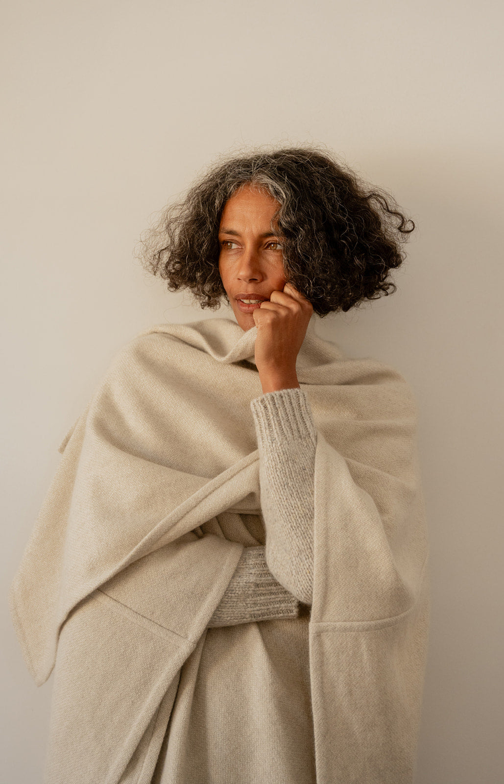 Natural Yak White Seamed Cape