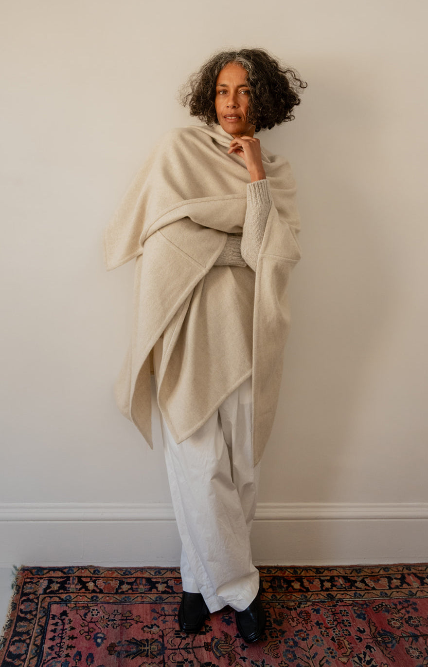 Natural Yak White Seamed Cape