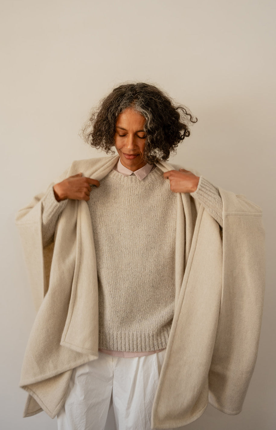 Natural Yak White Seamed Cape