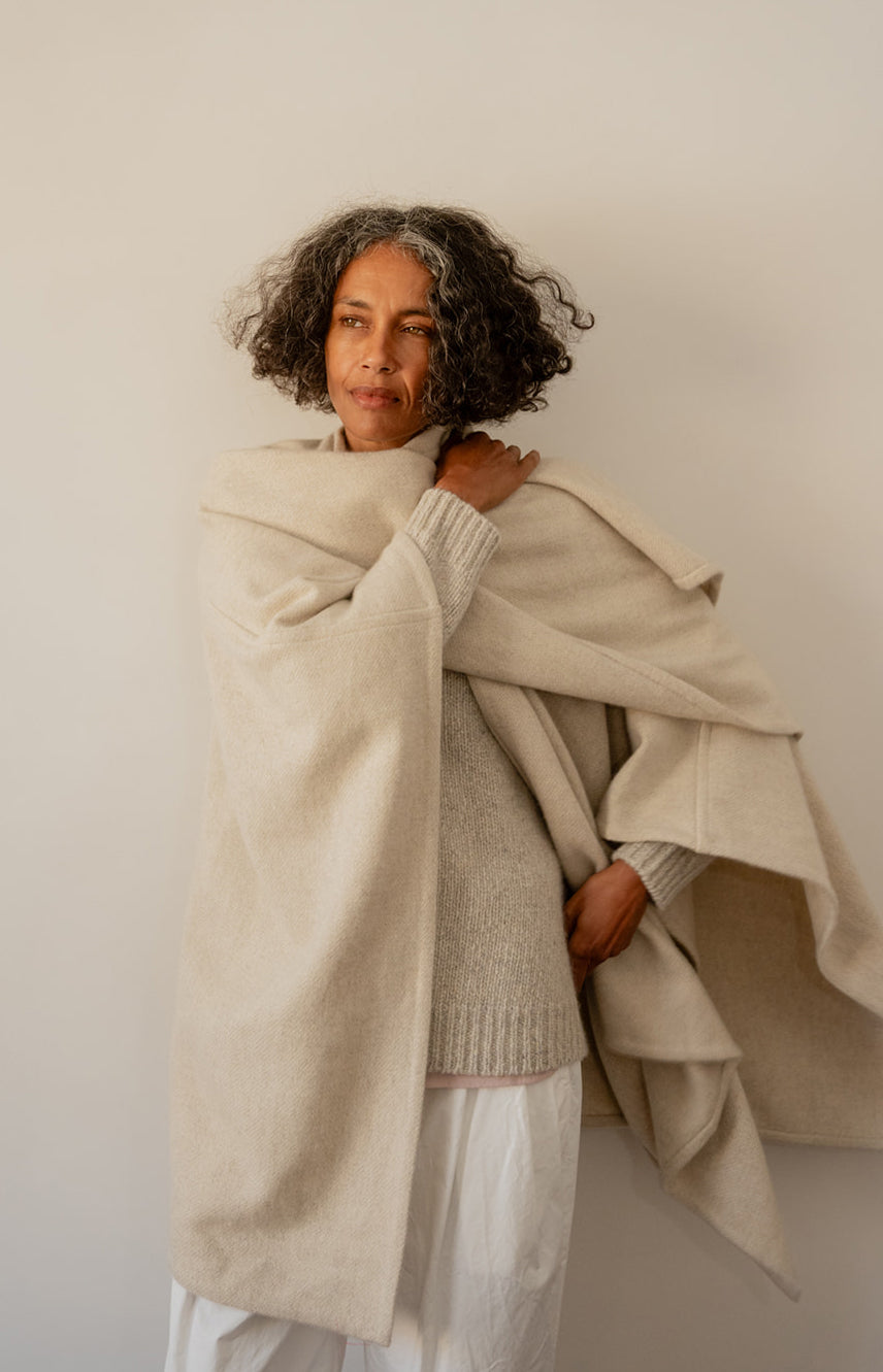 Natural Yak White Seamed Cape