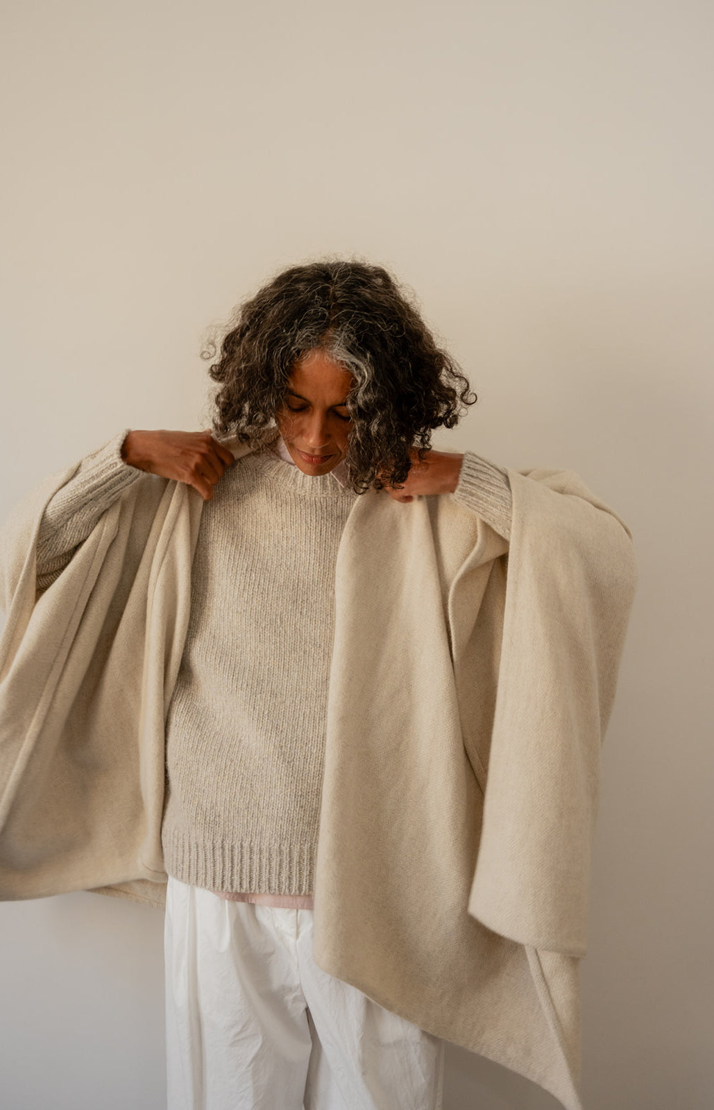 Natural Yak White Seamed Cape