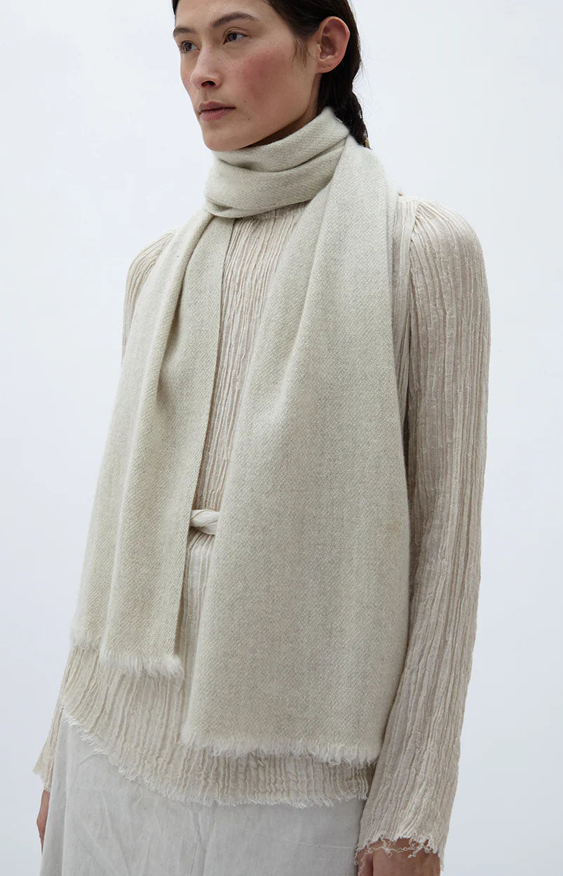 White Natural Yak Nomad Classic Skinny Scarf