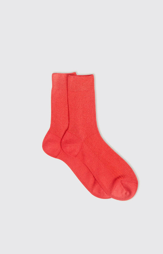 Rosso Lacca Ribbed Socks
