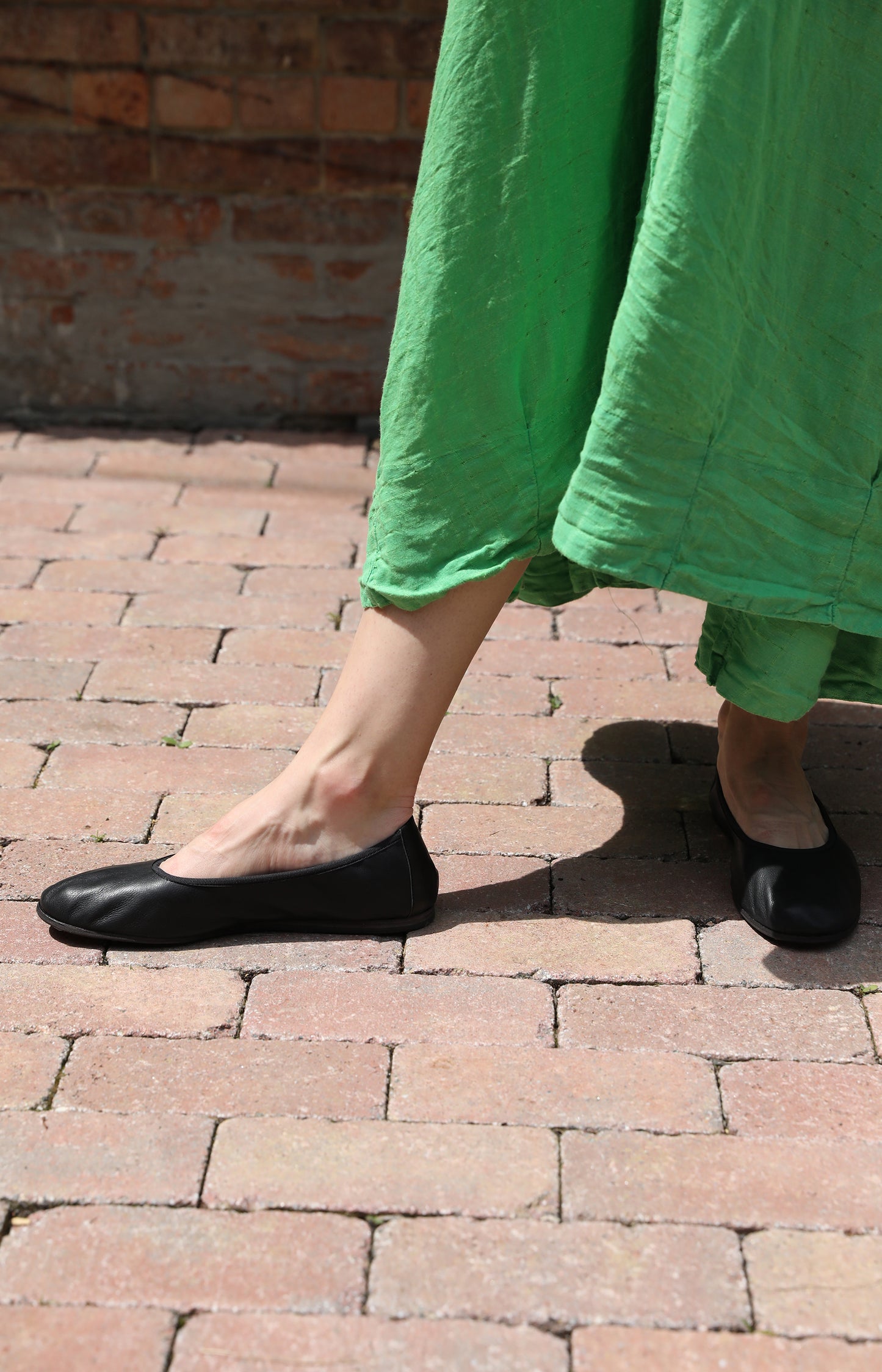 Black Leather Ballet Shoes