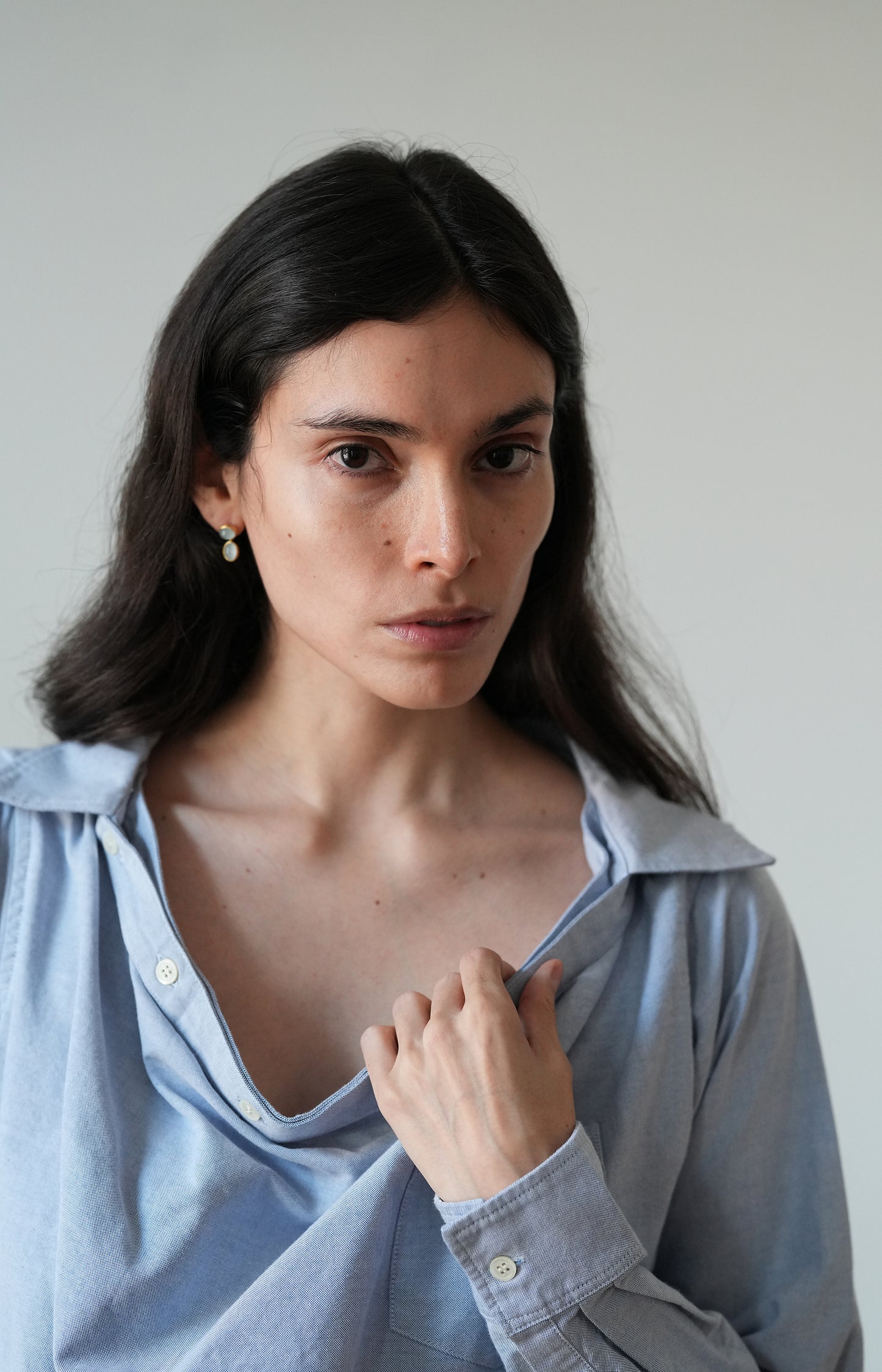 Blue Cotton Button Shirt
