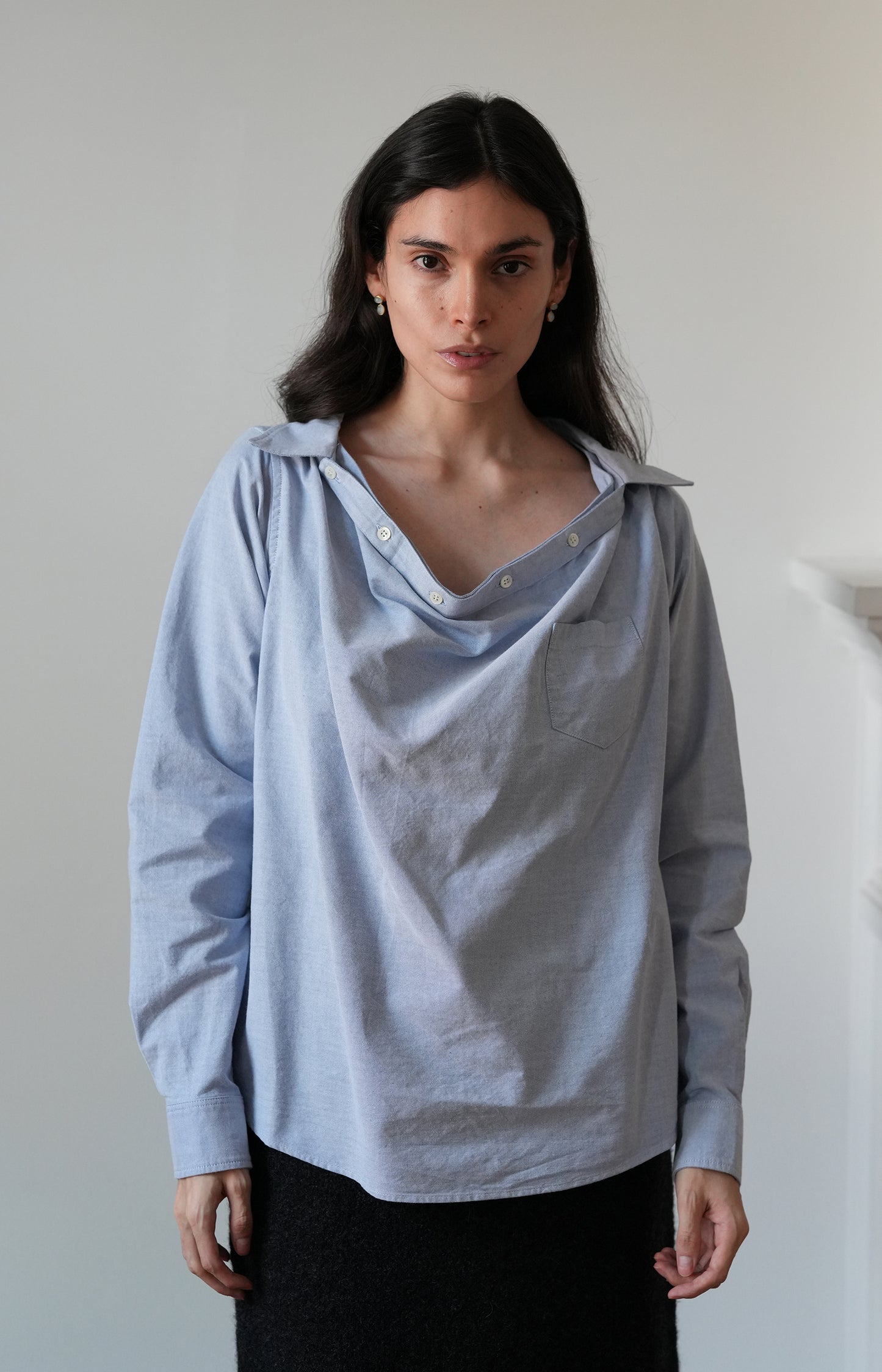 Blue Cotton Button Shirt